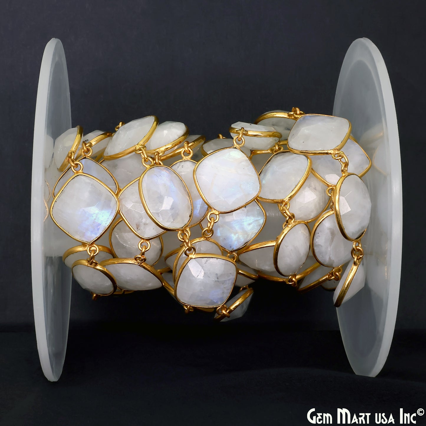 Rainbow Moonstone Mix Shape 10-15mm Gold Plated Continuous Connector Chains