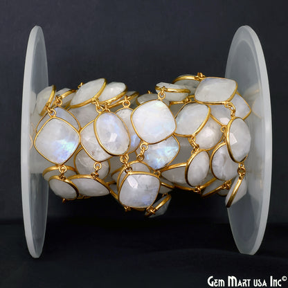 Rainbow Moonstone Mix Shape 10-15mm Gold Plated Continuous Connector Chains