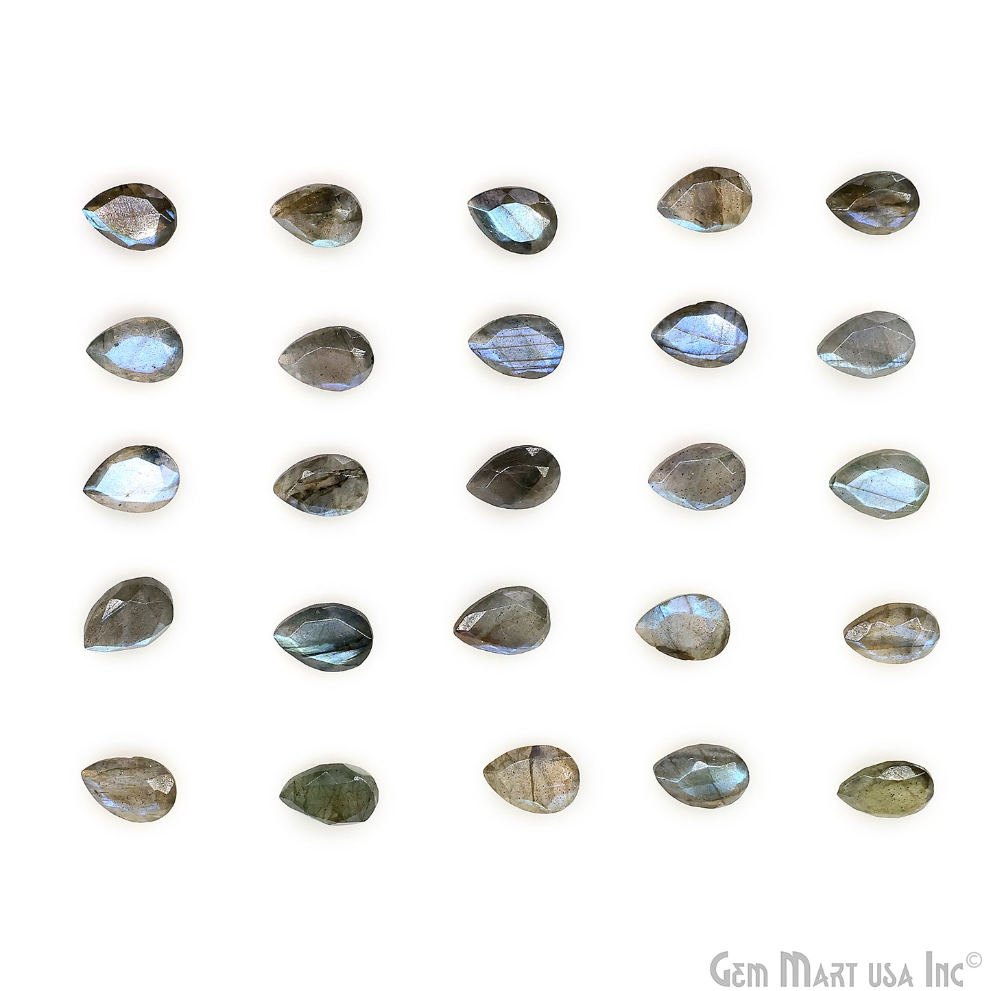 Labradorite Wholesale Gemstones, 100% Natural Semi-Precious Gems, Blue Flash Faceted Loose Gems, 7x10mm, Pears, 4PC Lot