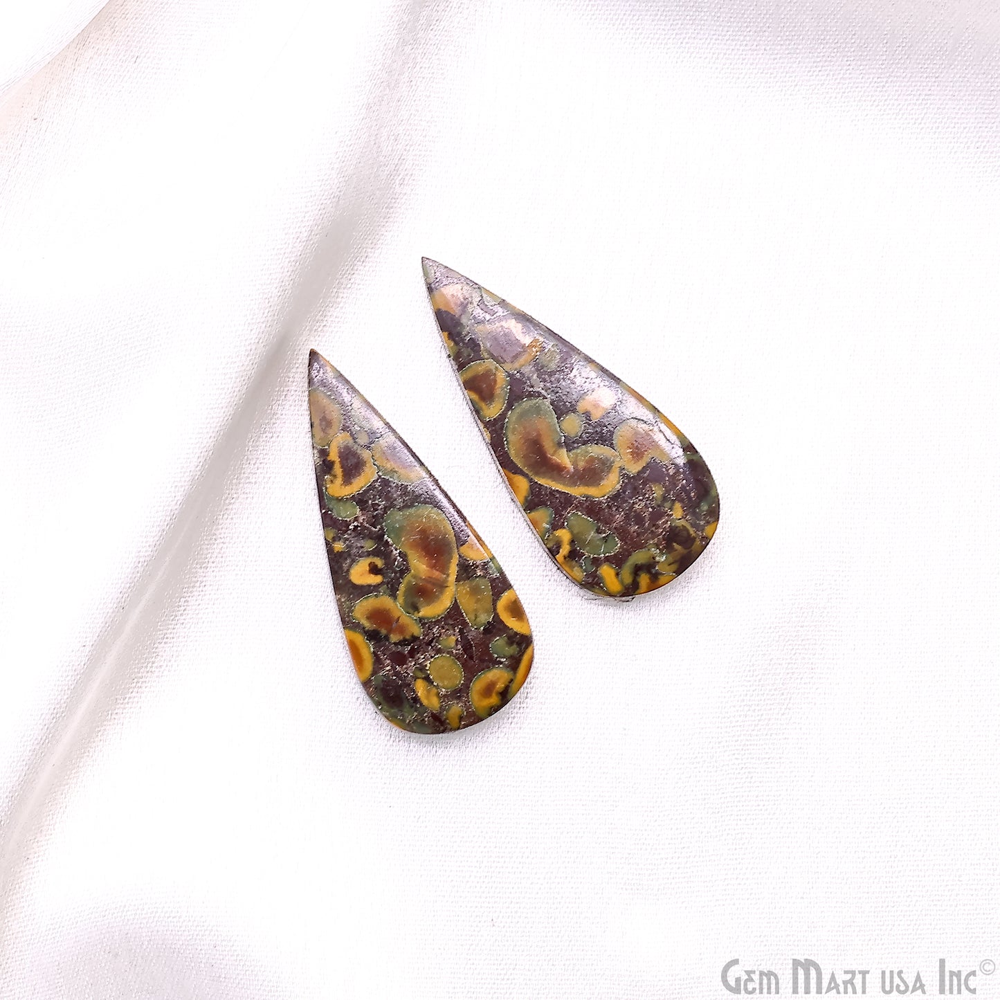 Fruit Jasper Pears Shape 27x15mm Loose Gemstone For Earring Pair