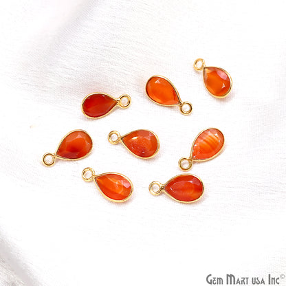 Pears 6x9mm Brilliant Cut Gold Plated Bezel Single Bail Gemstone Connector