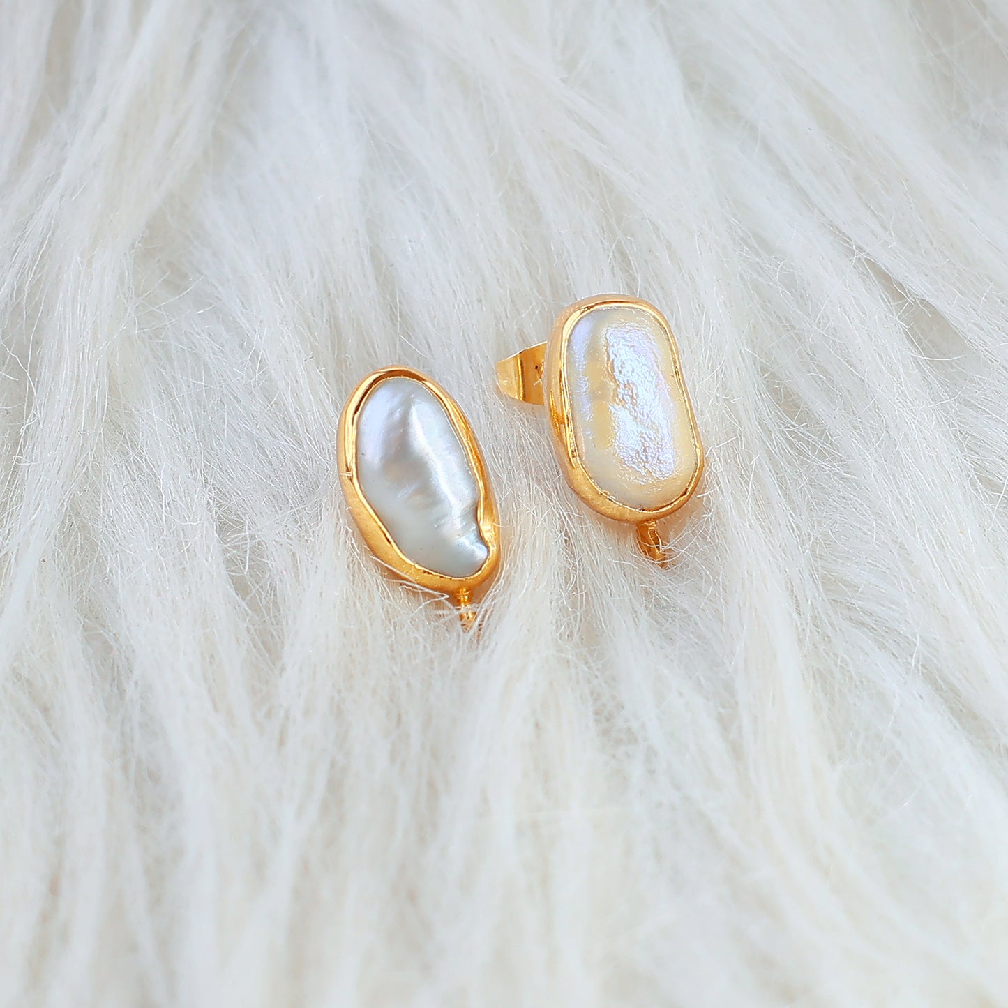 DIY Pearl 19x9mm Gold Electroplated Loop Connector Studs Earrings