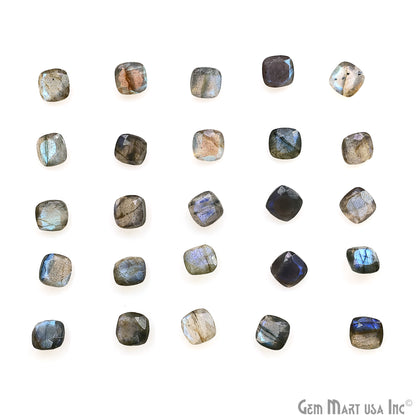 Labradorite Wholesale Gemstones, 100% Natural Semi-Precious Gems, Blue Flash Faceted Loose Gems, 7mm, Cushion, 5PC Lot