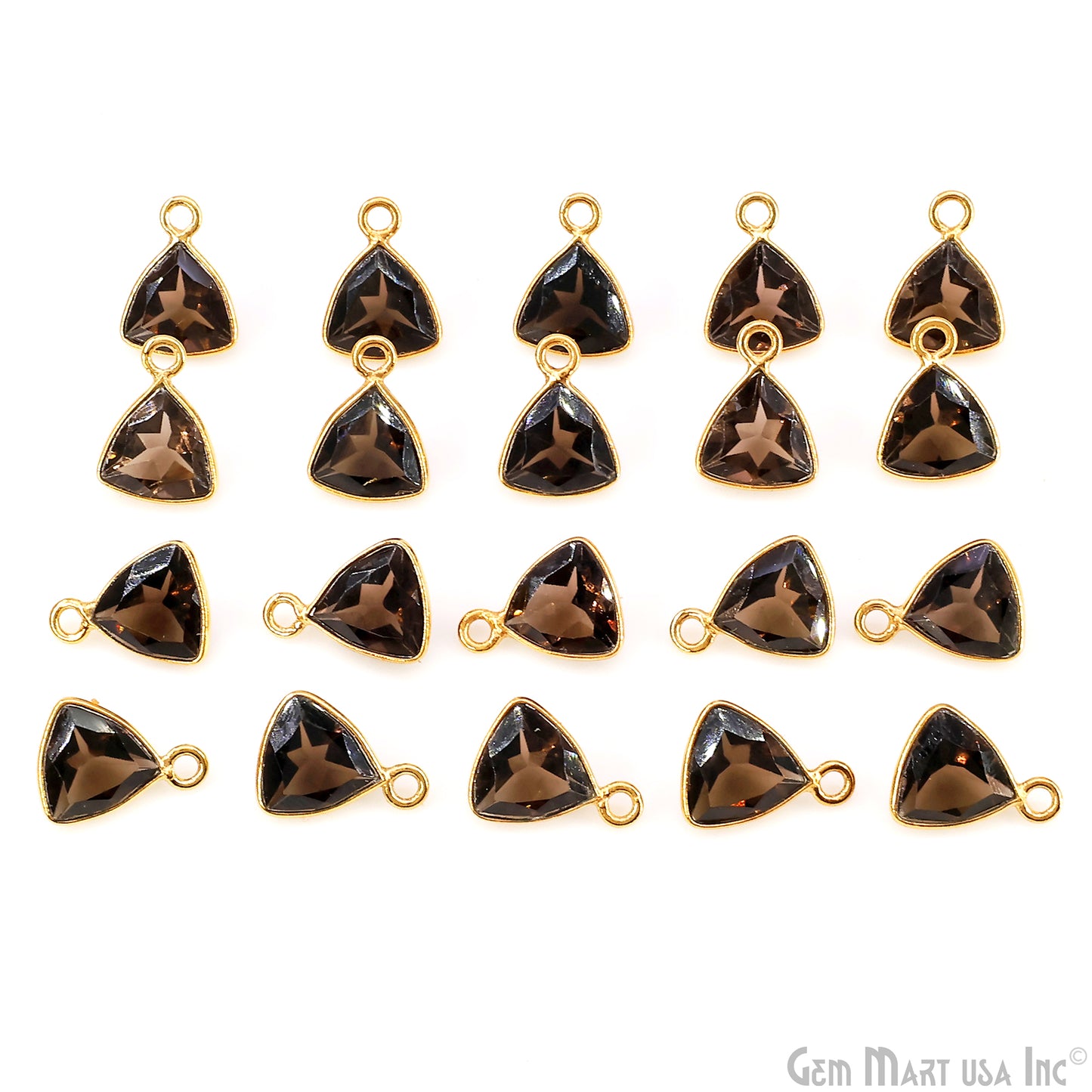 Trillion 8mm Brilliant Cut Gold Plated Bezel Single Bail Gemstone Connector