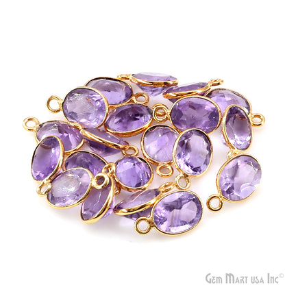 Oval 7x9mm Brilliant Cut Gold Plated Bezel Single Bail Connector