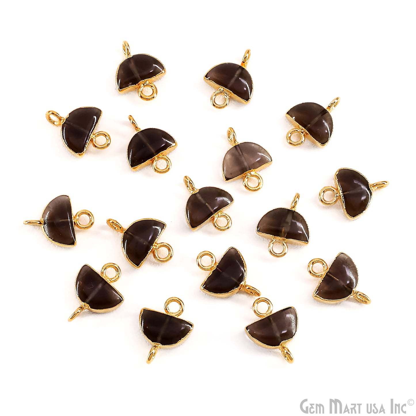 Half Moon 14x11mm Gold Electroplated Double Bail Connector Charm