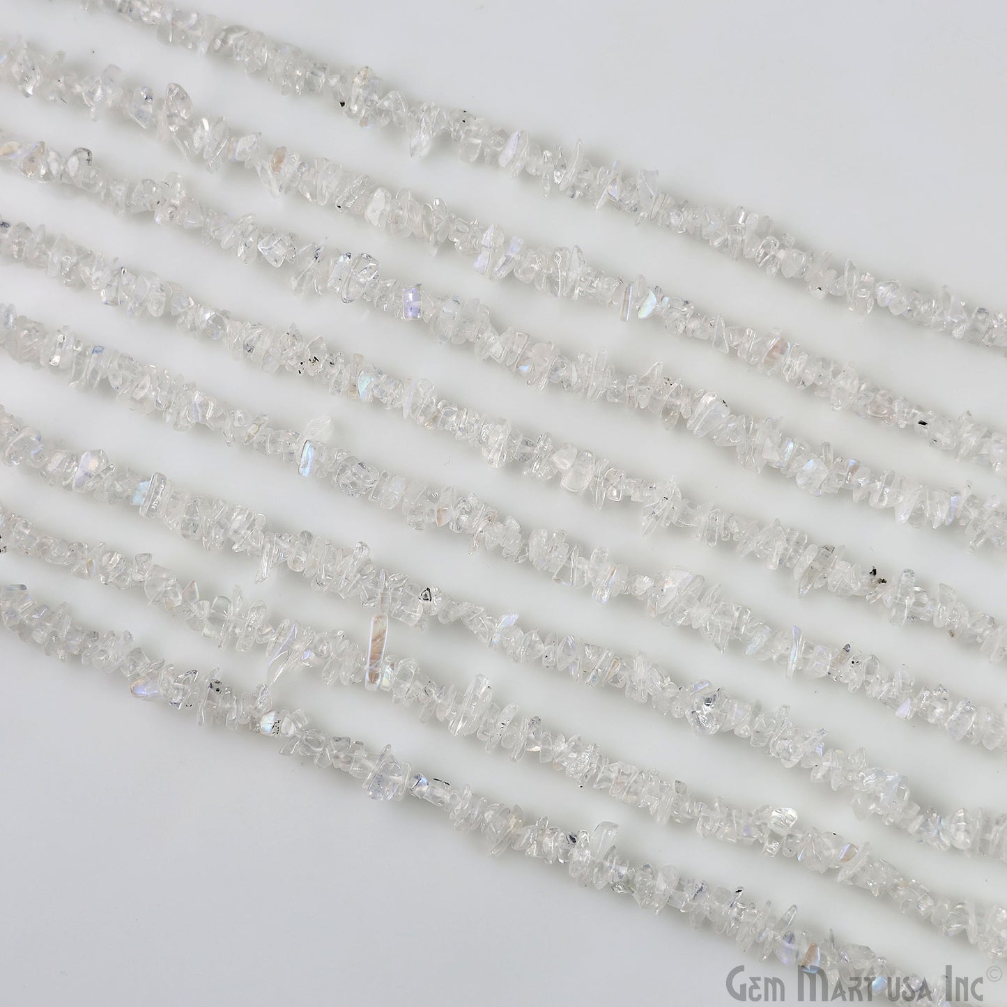 Rainbow Moonstone Chip Beads, 34 Inch, Natural Chip Strands, Drilled Strung Nugget Beads, 3-7mm, Polished, GemMartUSA (CHRM-70001)