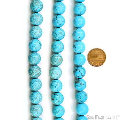 Turquoise Smooth Round Drilled Beads 11-12mm Waist Beads, Rondelle Bead Strand 16 Inch