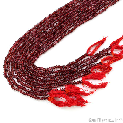 Garnet Faceted Round Drilled Beads 3-4mm Waist Beads, Rondelle Bead Strand 14 Inch