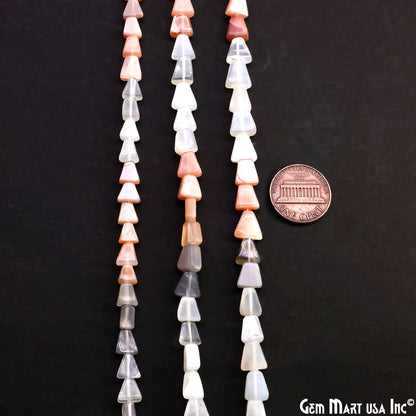 Multi Moonstone Smooth Triangle Drilled Beads 4-7mm Waist Beads, Rondelle Bead Strand 14 Inch