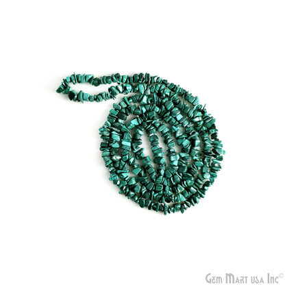 Malachite Chip Beads, 34 Inch, Natural Chip Strands, Drilled Strung Nugget Beads, 3-7mm, Polished, GemMartUSA (CHMC-70001)