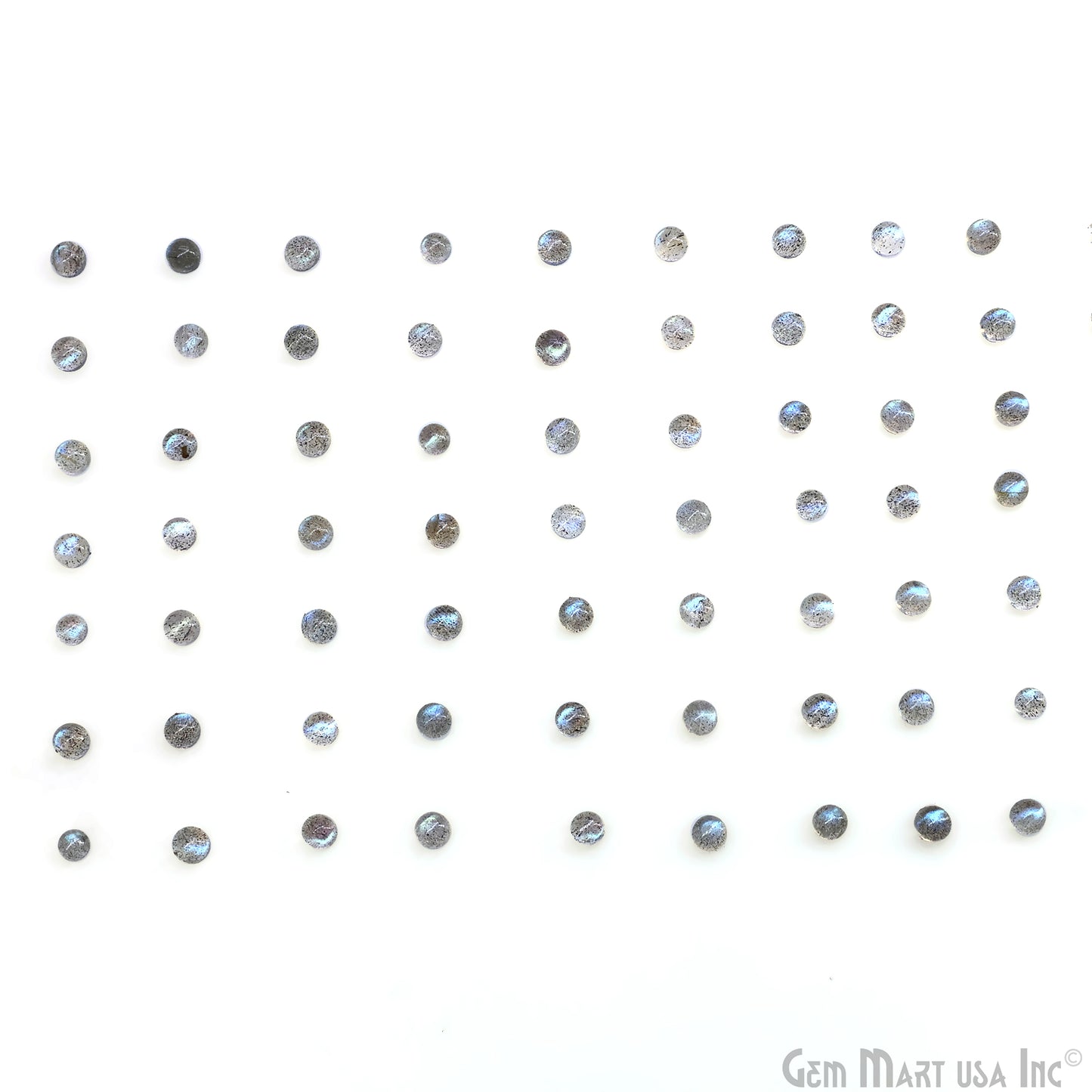 Labradorite Wholesale Gemstones, 100% Natural Semi-Precious Gems, Blue Flash Cabochon Loose Gems, 3mm, Round, 10PC Lot