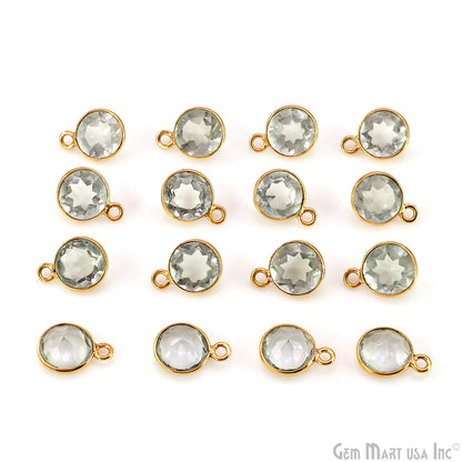 Round 8mm Brilliant Cut Gold Plated Bezel Single Bail Gemstone Connector