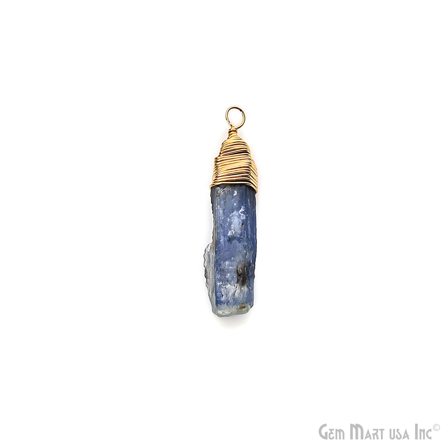 Kyanite Gold Wire Wrapped 23x4mm Jewelry Making Rough Shape Single Bail Connector