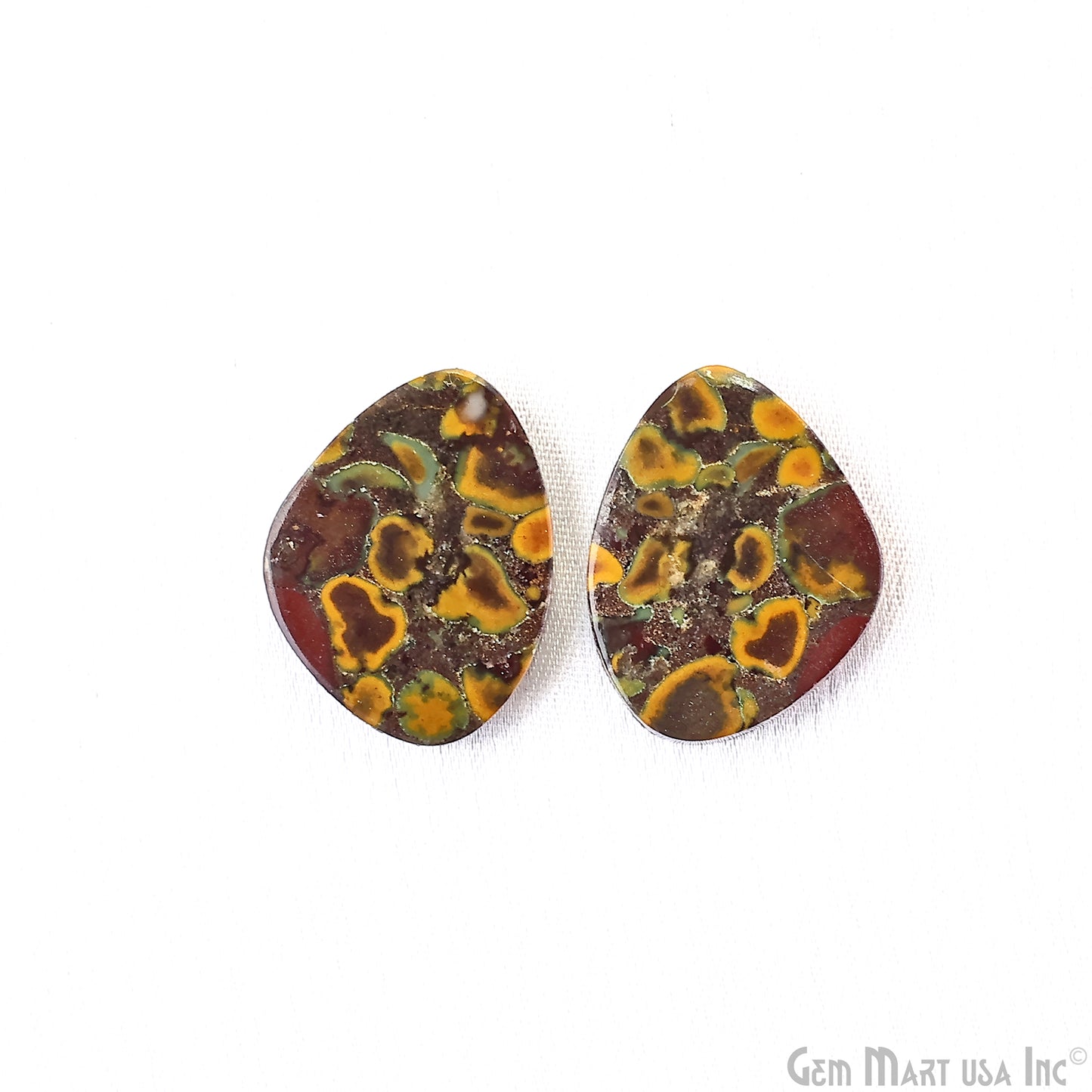 Fruit Jasper Free Form Shape 24x20mm Loose Gemstone For Earring Pair