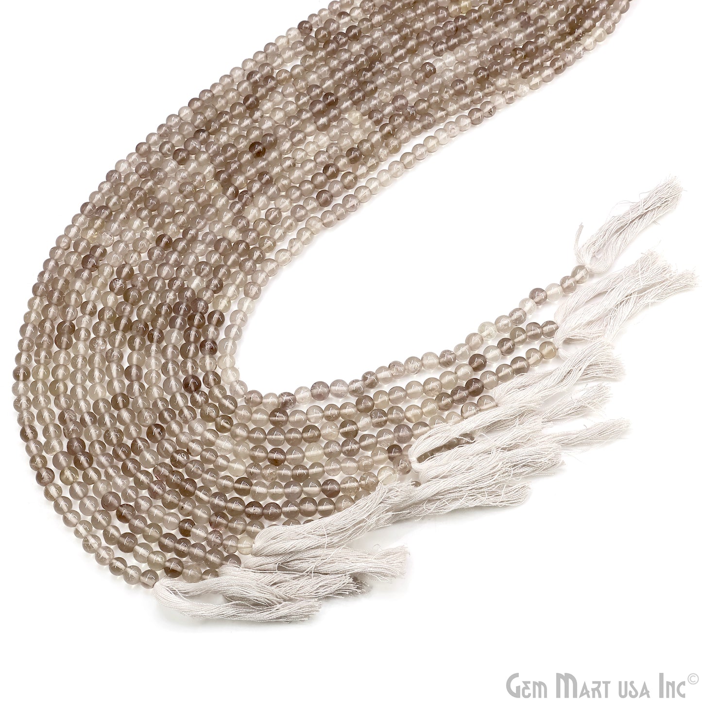 Smoky Topaz Smooth Round Drilled Beads 3-5mm Waist Beads, Rondelle Bead Strand 13 Inch