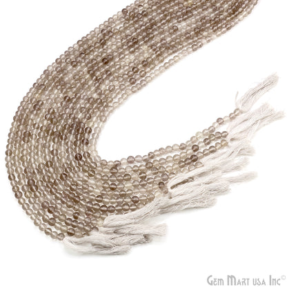 Smoky Topaz Smooth Round Drilled Beads 3-5mm Waist Beads, Rondelle Bead Strand 13 Inch