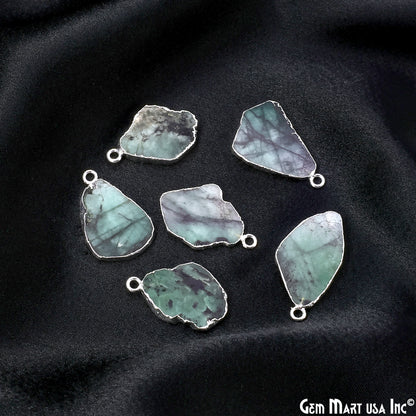 Emerald Free Form 28x15mm Electroplated Gemstone Single Bail Connector