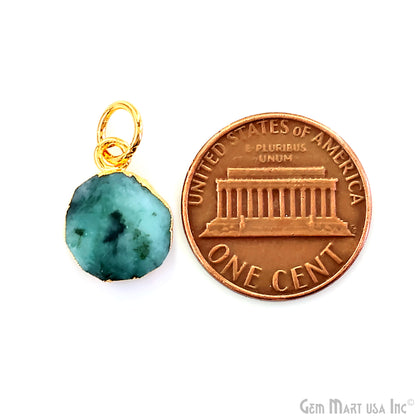 Rough Gemstone 16x10mm Gold Electroplated Single Bail Charm Connector