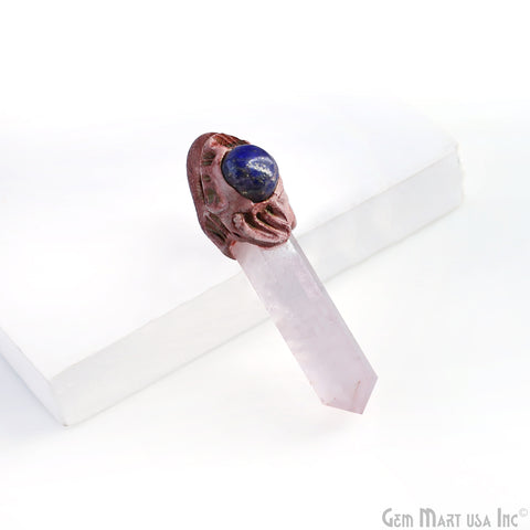 Rose Quartz with Lapis Polymer Clay Crystal Pendant, Dowsing Clay Single Bail Pendant