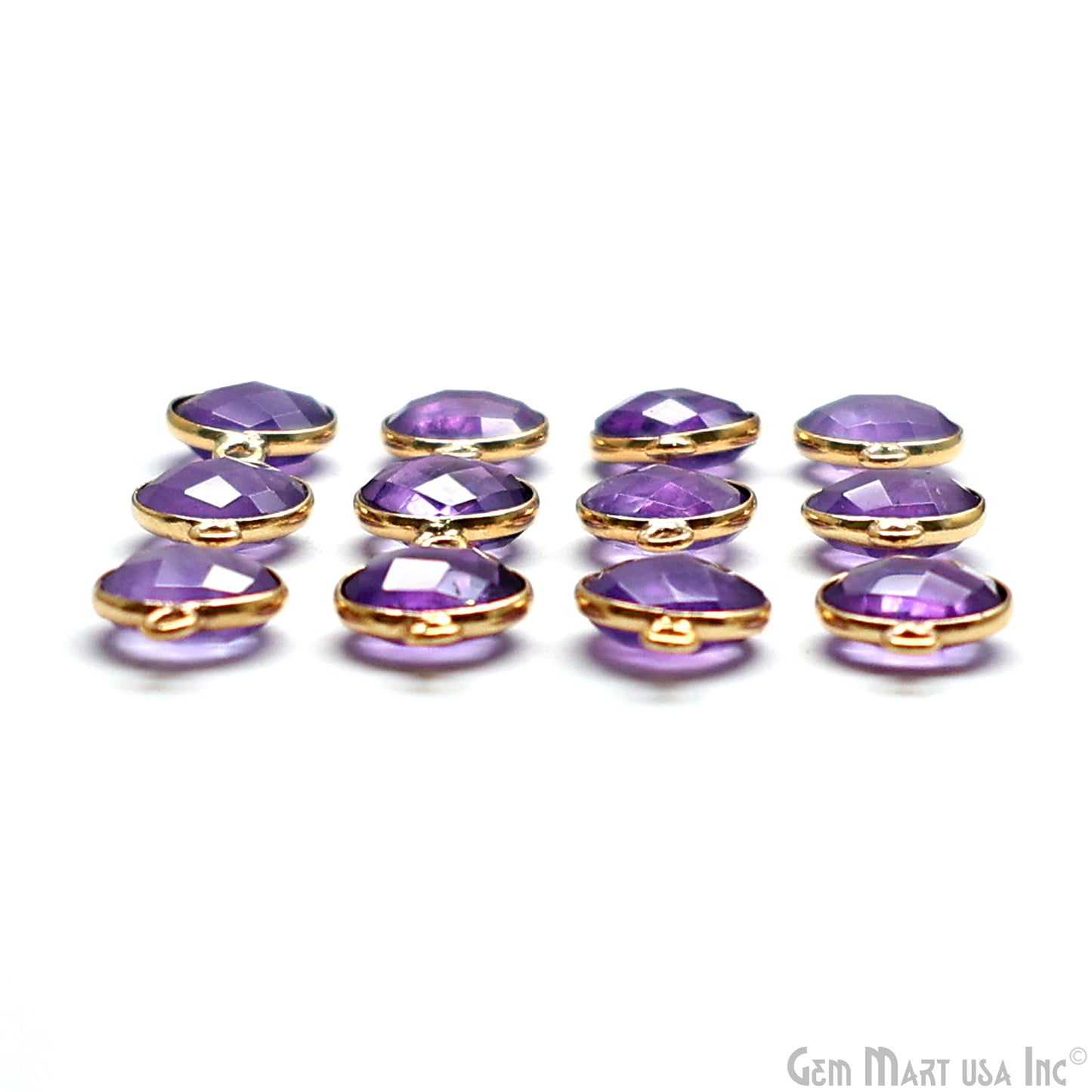 Round 10mm Double Bail Gold Bezel Gemstone Connectors