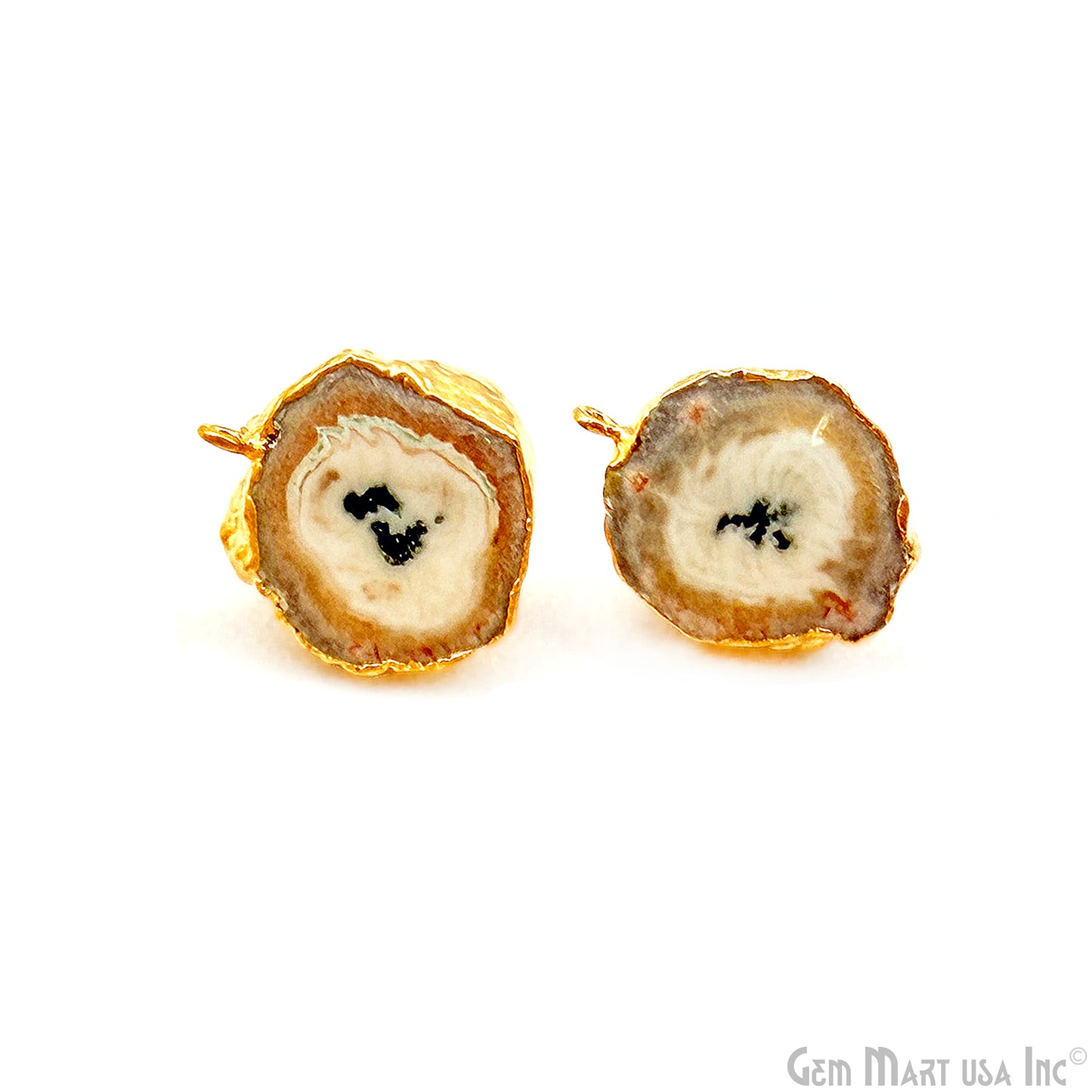 DIY Agate Slice Geode Druzy 13x19mm Gold Electroplated Loop Connector Studs Earrings