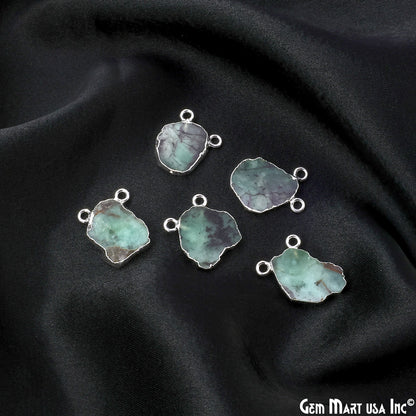 Emerald Free Form 17x13mm Electroplated Gemstone Cat Bail Connector