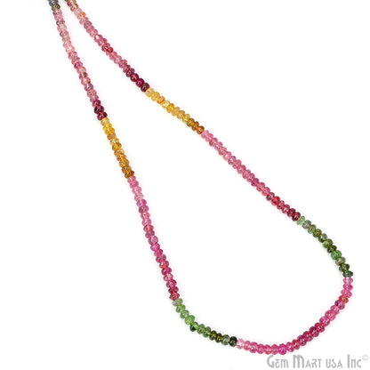 Multi Tourmaline Rondelle Beads, 17 Inch Gemstone Strands, Drilled Strung Nugget Beads, Faceted Round, 3mm