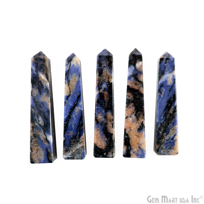 Sodalite Gemstone Rectangle Tower Shape 4Inch Crystal Tower Obelisk Healing Meditation Gemstones