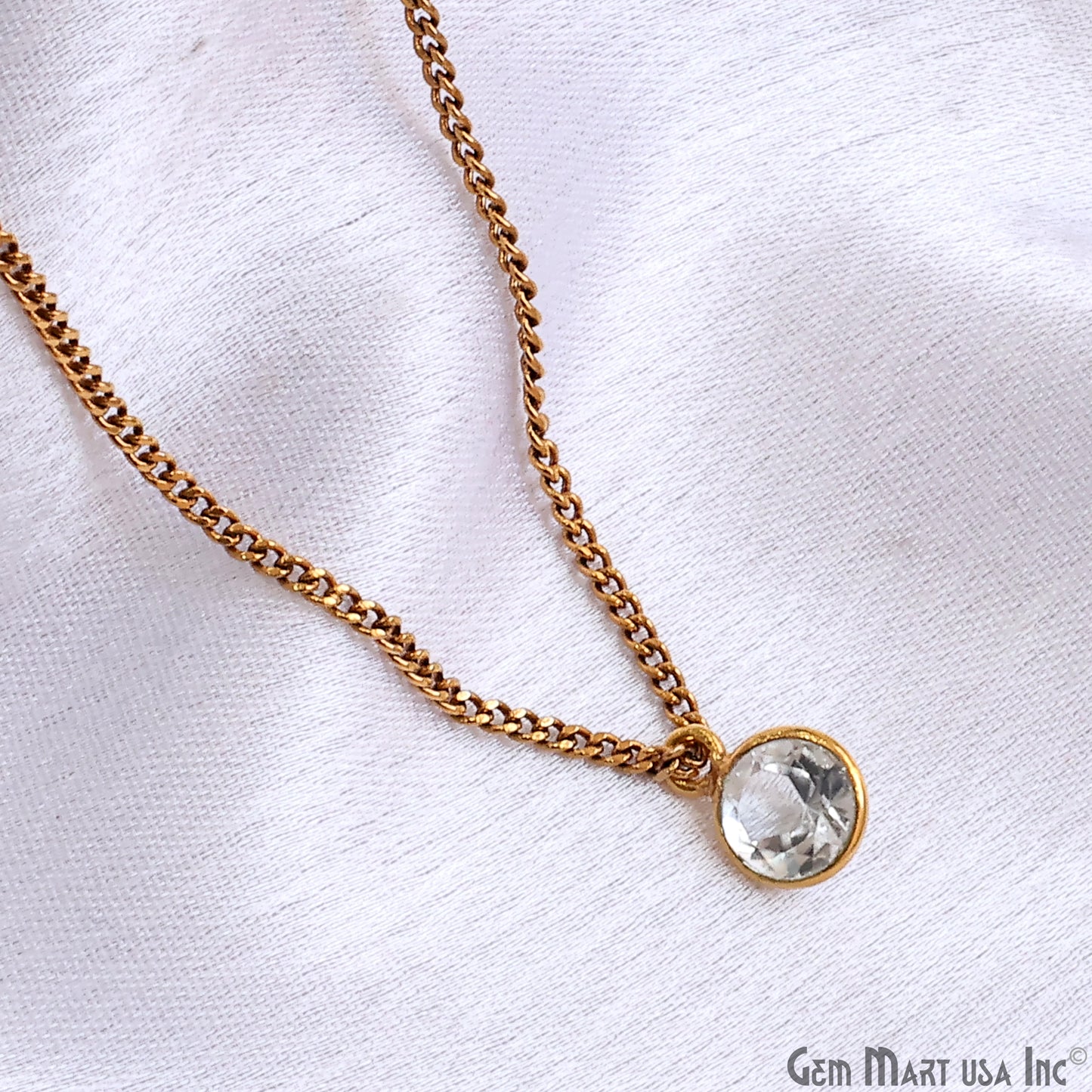 Round 6mm Brilliant Cut Gold Plated Bezel Single Bail Gemstone Connector