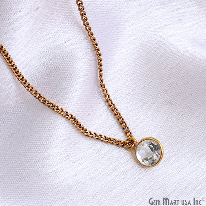 Round 6mm Brilliant Cut Gold Plated Bezel Single Bail Gemstone Connector