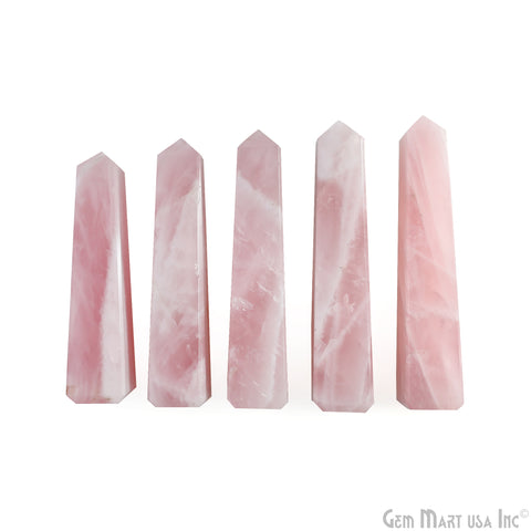 Rose Quartz Gemstone Rectangle Tower Shape 4Inch Crystal Tower Obelisk Healing Meditation Gemstones