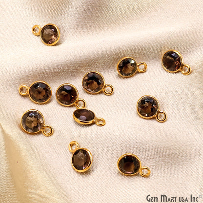 Round 6mm Brilliant Cut Gold Plated Bezel Single Bail Gemstone Connector