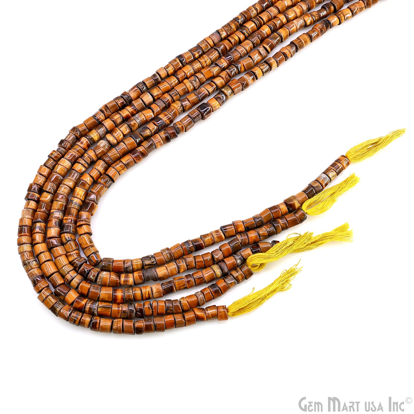 Tiger Eye Smooth Tyre Drilled Beads 5-6mm Waist Beads, Rondelle Bead Strand 14 Inch