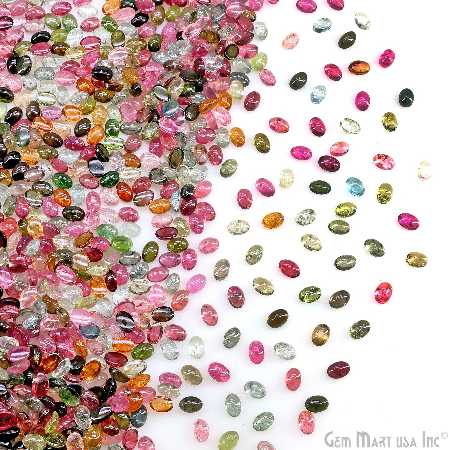 Multi Tourmaline Wholesale Gemstones, 100% Natural Semi-Precious Gems, Multi Color Cabochons Loose Gems, 6x4mm, Oval, 5 Carats