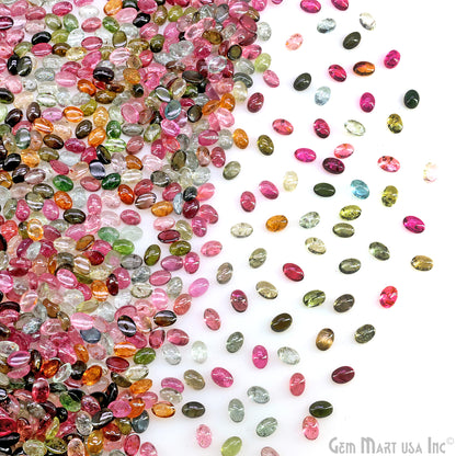 Multi Tourmaline Wholesale Gemstones, 100% Natural Semi-Precious Gems, Multi Color Cabochons Loose Gems, 6x4mm, Oval, 5 Carats