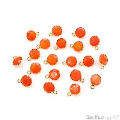 Round 8mm Brilliant Cut Gold Plated Bezel Single Bail Gemstone Connector