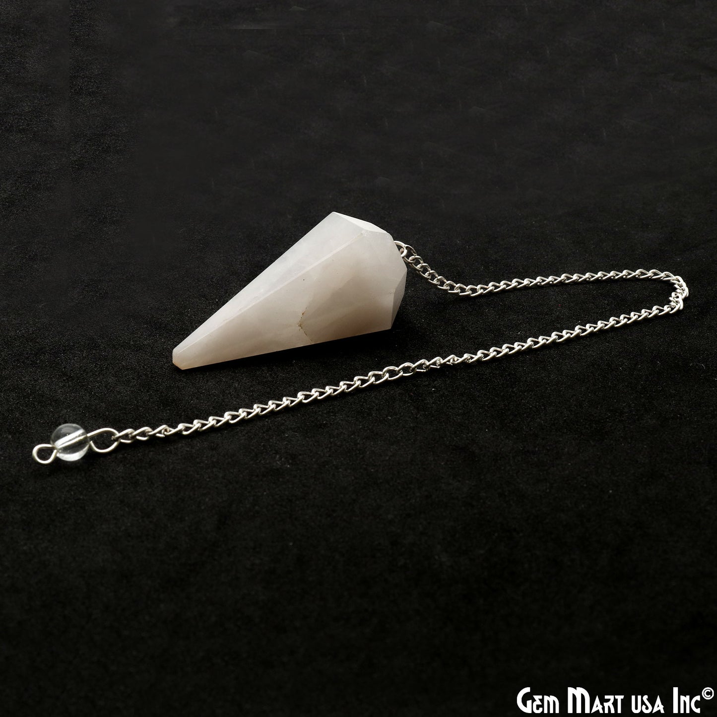 Rainbow Moonstone Crystal Dowsing Pendulum - Natural Gemstone Pendant-Silver Chain