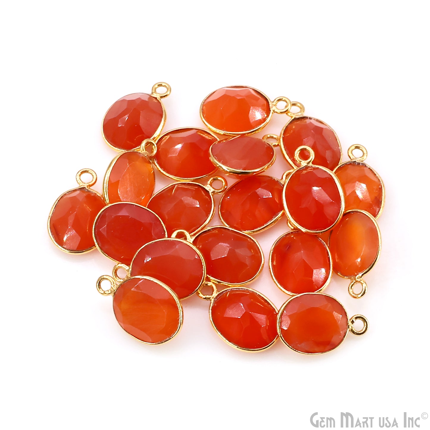 Oval 9x11mm Brilliant Cut Gold Plated Bezel Single Bail Connector