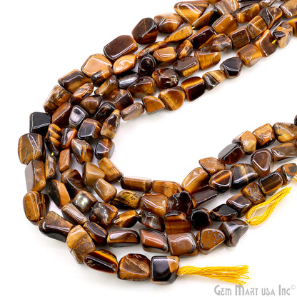 Tiger Eye Tumble Beads Free Form Drilled Beads 7-10X13-18mm Waist Beads, Rondelle Bead Strand 14 Inch