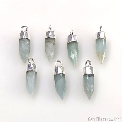 Bullet Shape 17x5mm Silver Electroplated Gemstone Connector