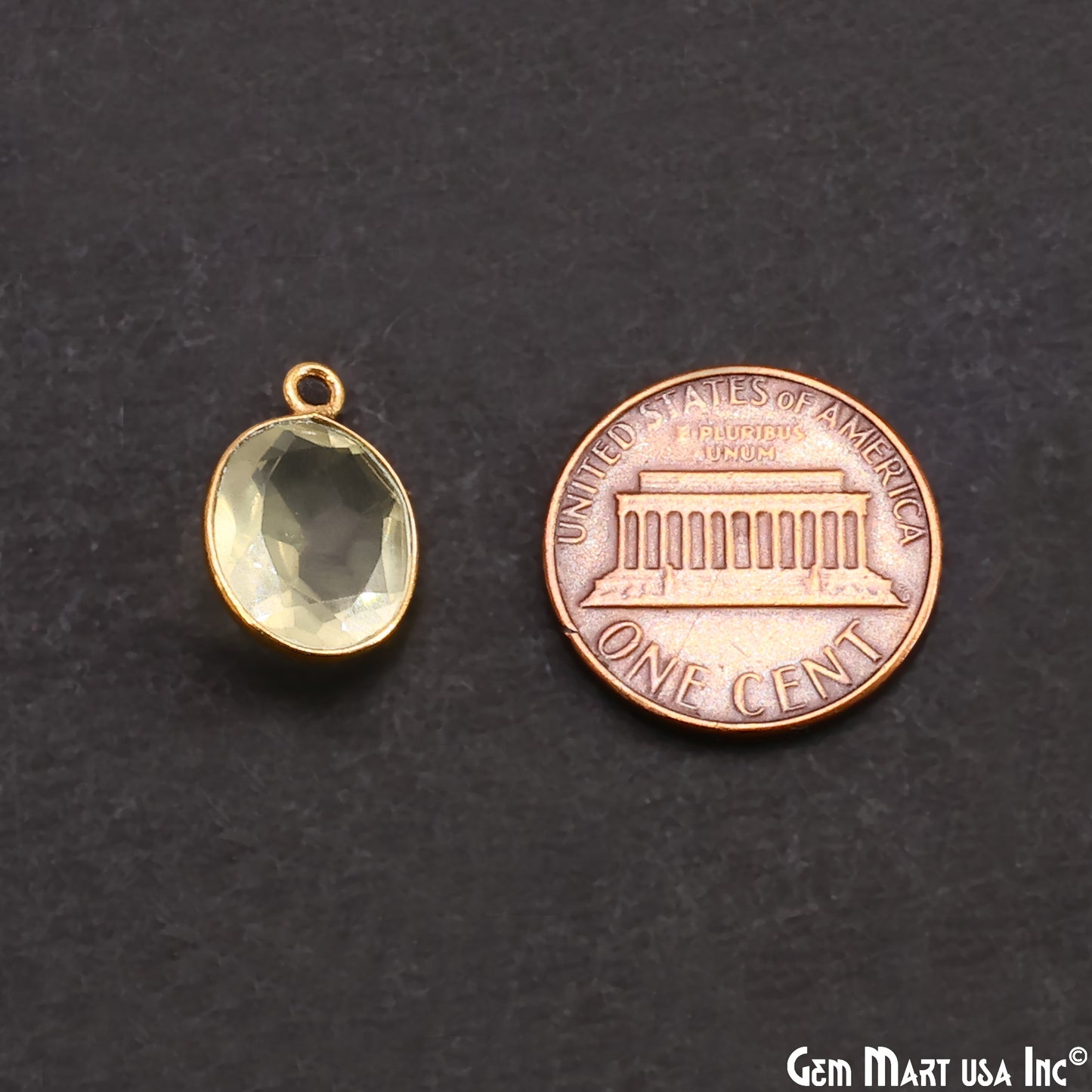 Lemon Topaz 10x12mm Oval Brilliant Cut Gold Plated Bezel Single Bail Connector