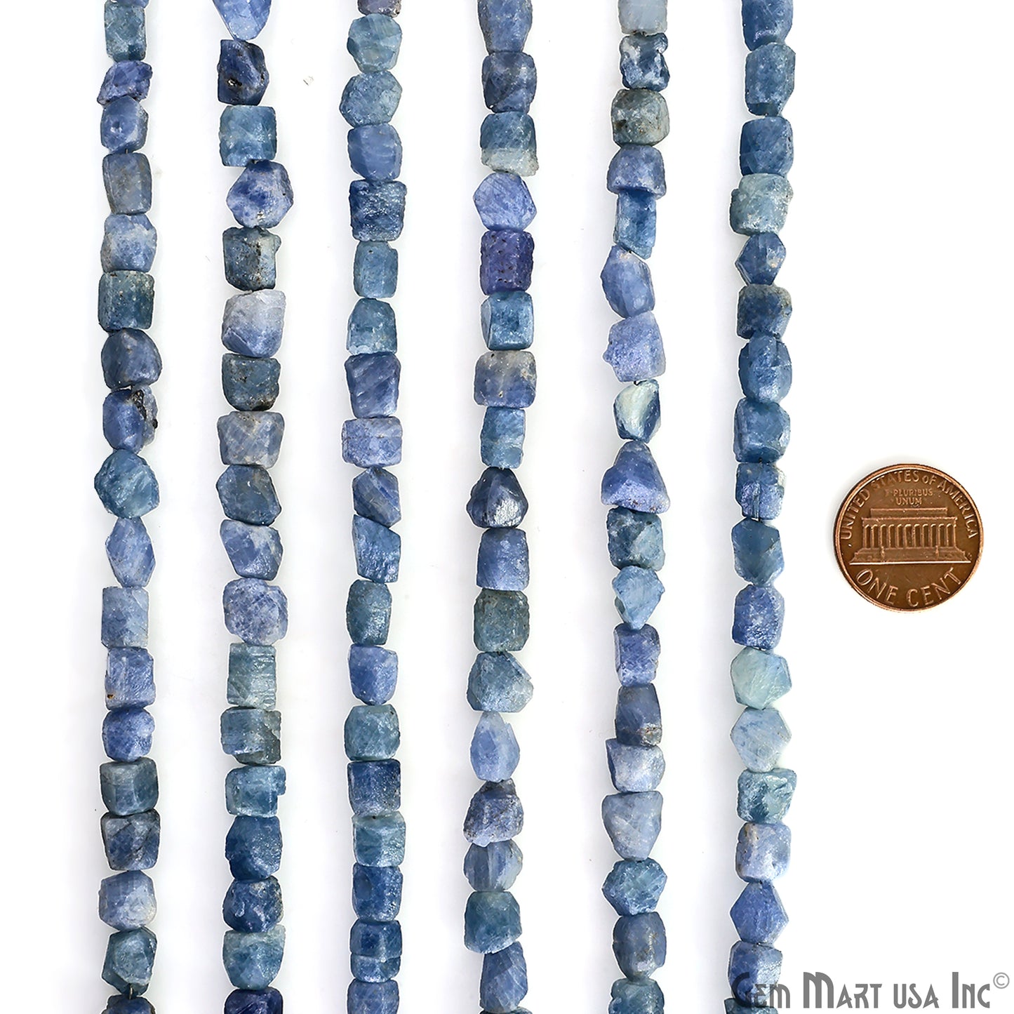 Sapphire Rough Beads, 9 Inch Gemstone Strands, Drilled Strung Briolette Beads, Free Form, 7x5mm