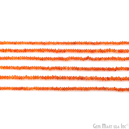 Carnelian Faceted Round Drilled Beads 3-4mm Waist Beads, Rondelle Bead Strand 14 Inch