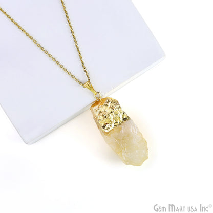 Rough Gemstone Free Form shape Gold Electroplated Pendant