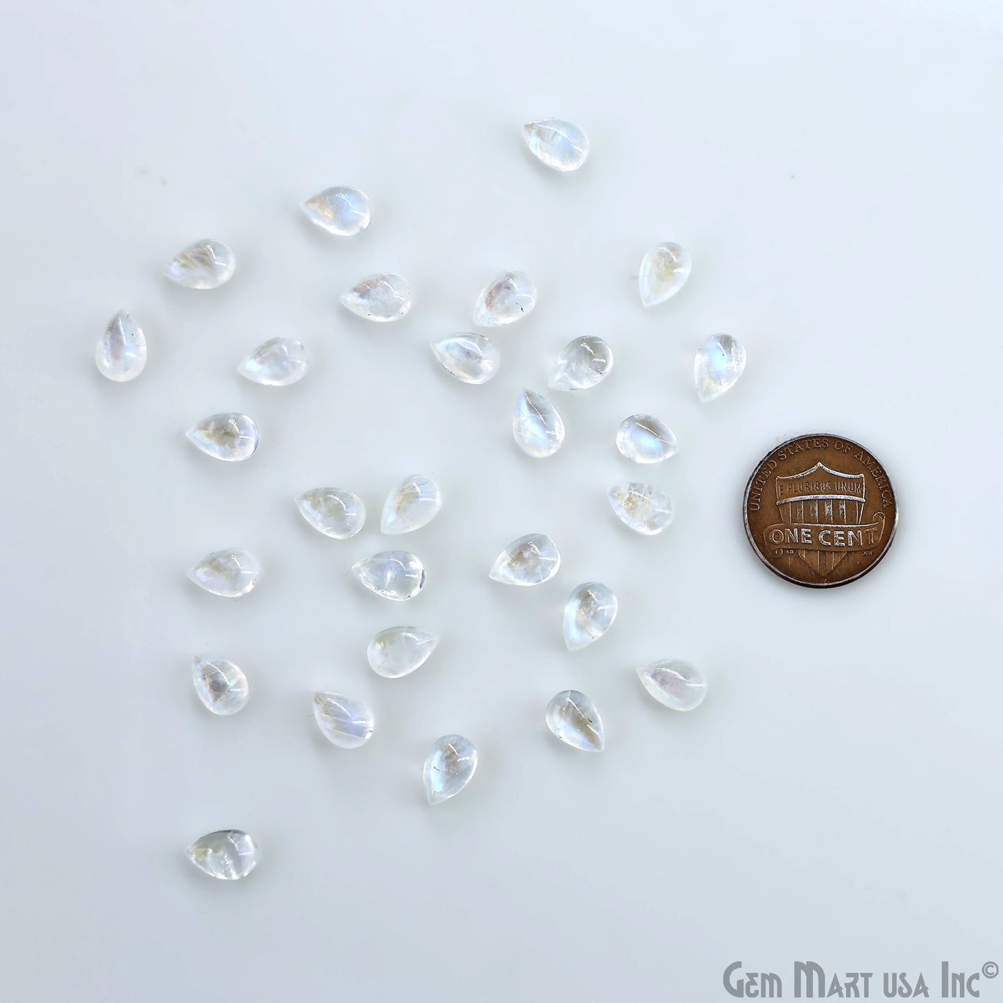 Rainbow Moonstone Pears Cabochon, 6x9mm, 5 Carats, 100% Natural Cabochon Loose Gems, Wholesale Gemstones