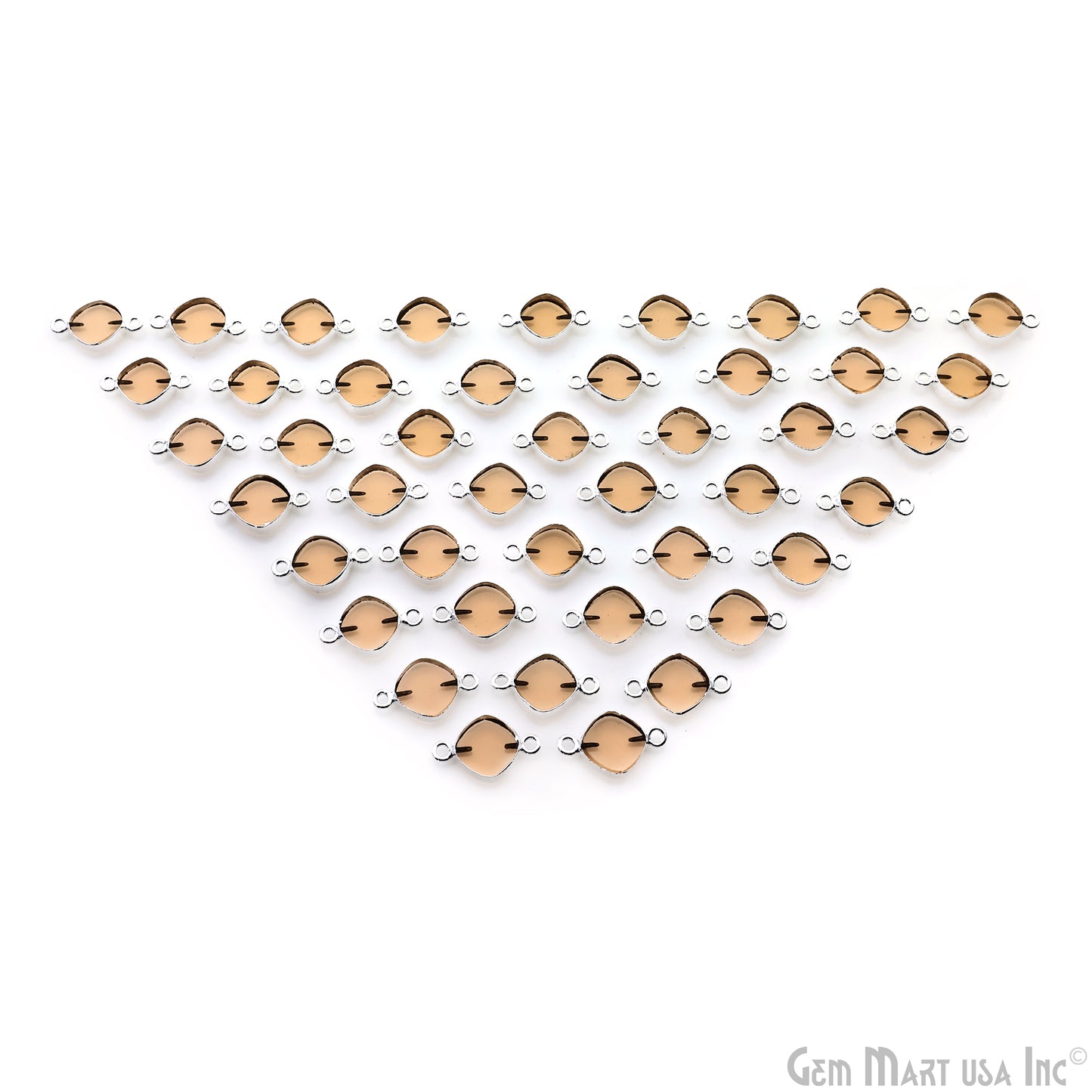 Orange Morganite Flat Cushion Shape Gemstone 19x11mm Silver Electroplated Double Bail Connector