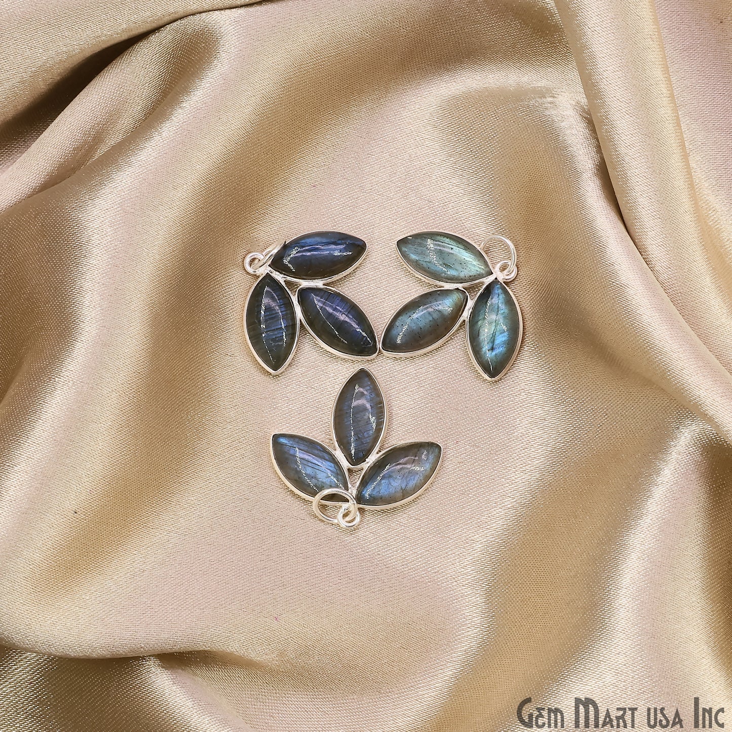 Labradorite Flower 25x23mm Single Bail Chandelier Finding Component