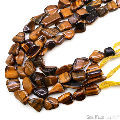 Tiger Eye Tumble Beads Free Form Drilled Beads 8-11X15-25mm Waist Beads, Rondelle Bead Strand 14 Inch