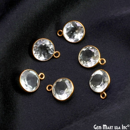 Round 10mm Brilliant Cut Gold Plated Bezel Single Bail Gemstone Connector